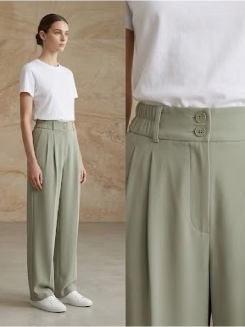 Olive Wide-Leg Women's Pants